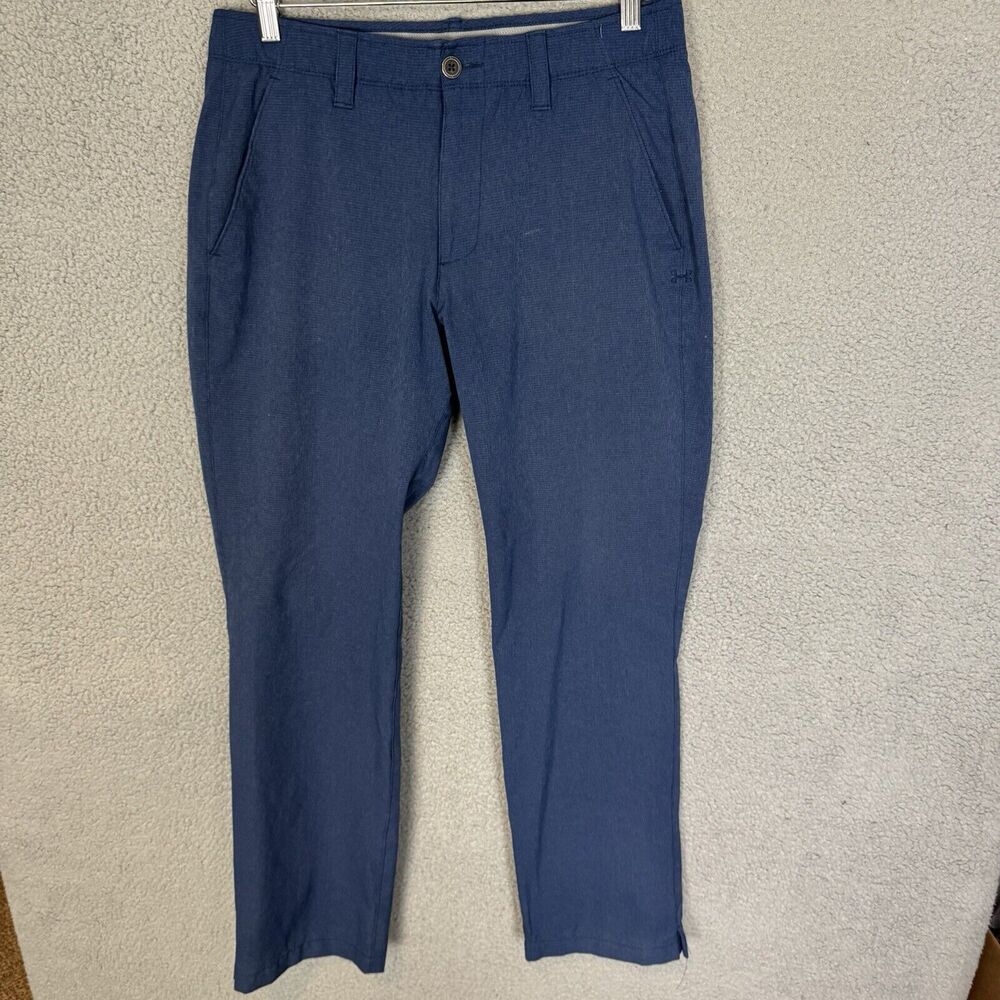 S Under Armour Pants Mens 32x30 Blue Golf Flat Front Casual Performance